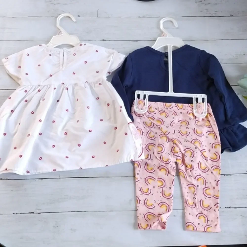 Baby Girl Clothing Outfit Bodysuit  Dress Bundle Size 6-9 Month
